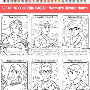Women&#39;s History Month Coloring Pages: STEM & Arts (Digital Download)