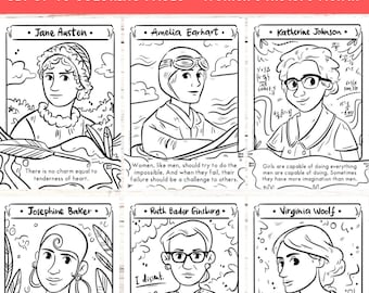 Women History Month Downloadable Coloring Pages Printable Coloring Sheets Women in Stem Teacher Material Printable Drawing Female Scientists