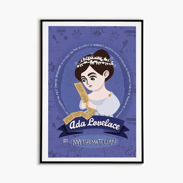 Ada Lovelace, donne nella scienza, matematica, programmatrice, poster illustrato