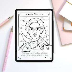 Coloring Page Rosa Parks Downloadable Colouring Page Women in History Digital Coloring Page For Kid Black History Month
