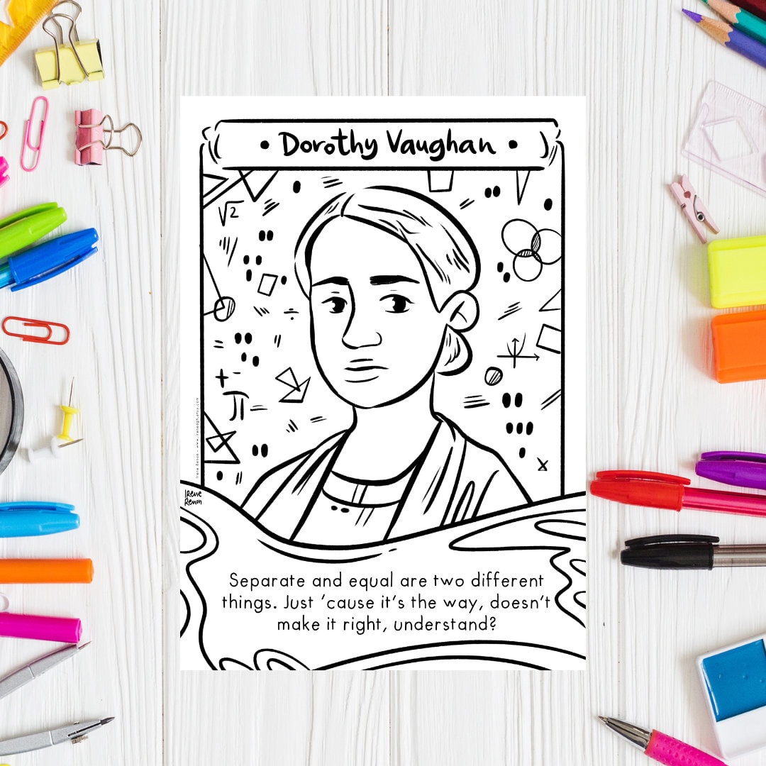 Dorothy Vaughan Coloring Page Printable Drawing Women in Science