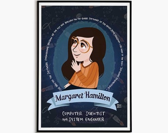Decoración del aula de Margaret Hamilton Póster de informática Regalo STEM Impresión de ingeniería para mujeres Arte mural de mujeres en la ciencia Impresión de la Semana de la ingeniería