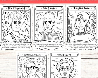 Black History Month Coloring Sheet Black Women in History Printable Coloring Page for Black Month Women Day Teacher Activity Coloring Book