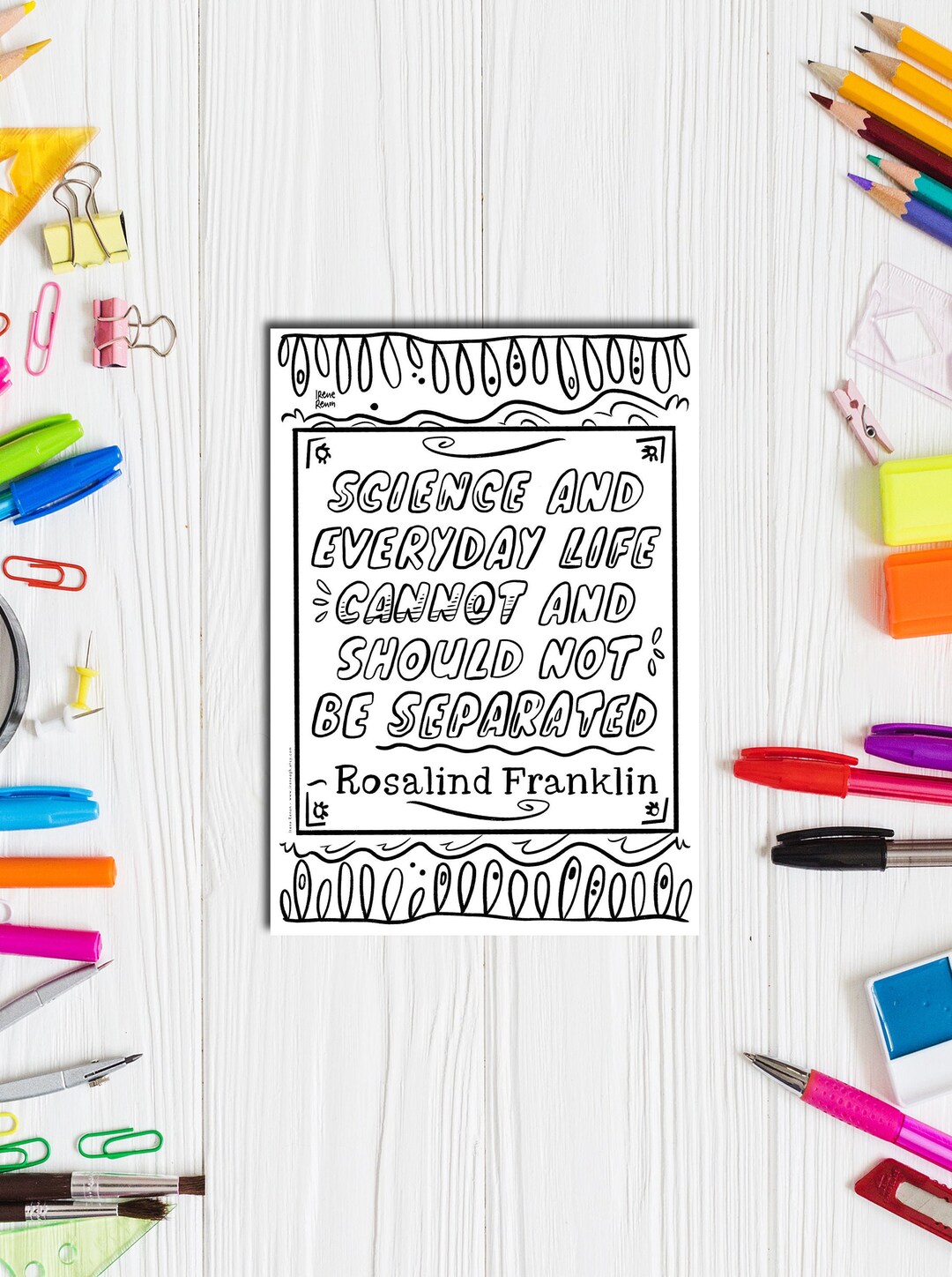 Quote Coloring Page ROSALIND FRANKLIN Inspiring Quote - Etsy