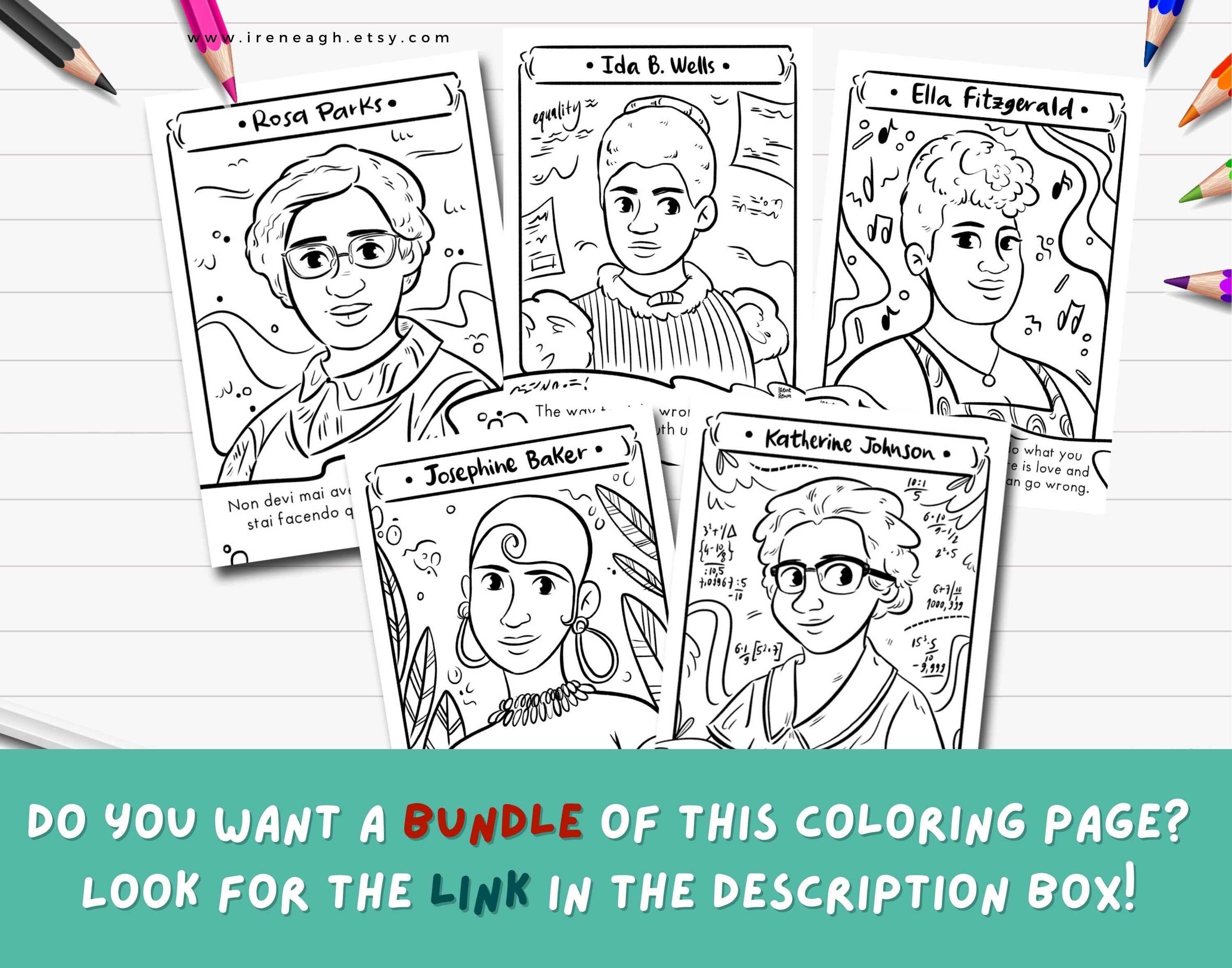 Página para colorear de Rosa Parks: Mes de la Historia Afroamericana  (imprimible) - Etsy México, image size:3000x2357