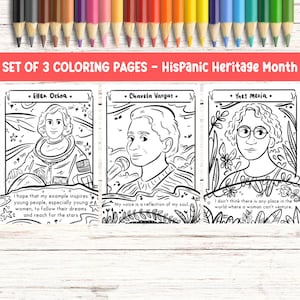 Hispanic Heritage Month Coloring Page Printable Latino Culture Educational Coloring Sheet Latina Famous Women Printable Hispanic History