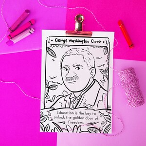 George Washington Carver Coloring Page Black Heritage Month Coloring Sheet Infleuntial Black Men History Printable Drawing Historical Figure