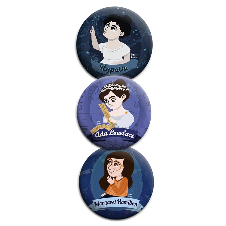 Science Gift Women in STEM Famous Scientist Ada Lovelace Margaret Hamilton Hypatia Gift for Scientist Woman Scientist Pin Button image 6