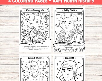 Coloring Page Bundle AANHPI Educational Printable Resource for AAPI Month History Asian American Pacific Islander Drawing Printable Material