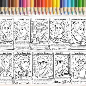 Women in Science Kit for Kid Women in Math Printable Coloring Page ...