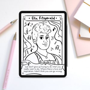 Ella Fitzgerald Coloring Page Jazz Icon Educational Printable Art African American Women in Music Inspirational Activity Music Legend Sheet
