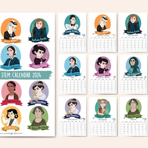 Calendar Printable 2024 Monthly Calendar Women in STEM Printable Calendar 2024 Calendar Monthly Calendar Science Calendar Women in Science image 3