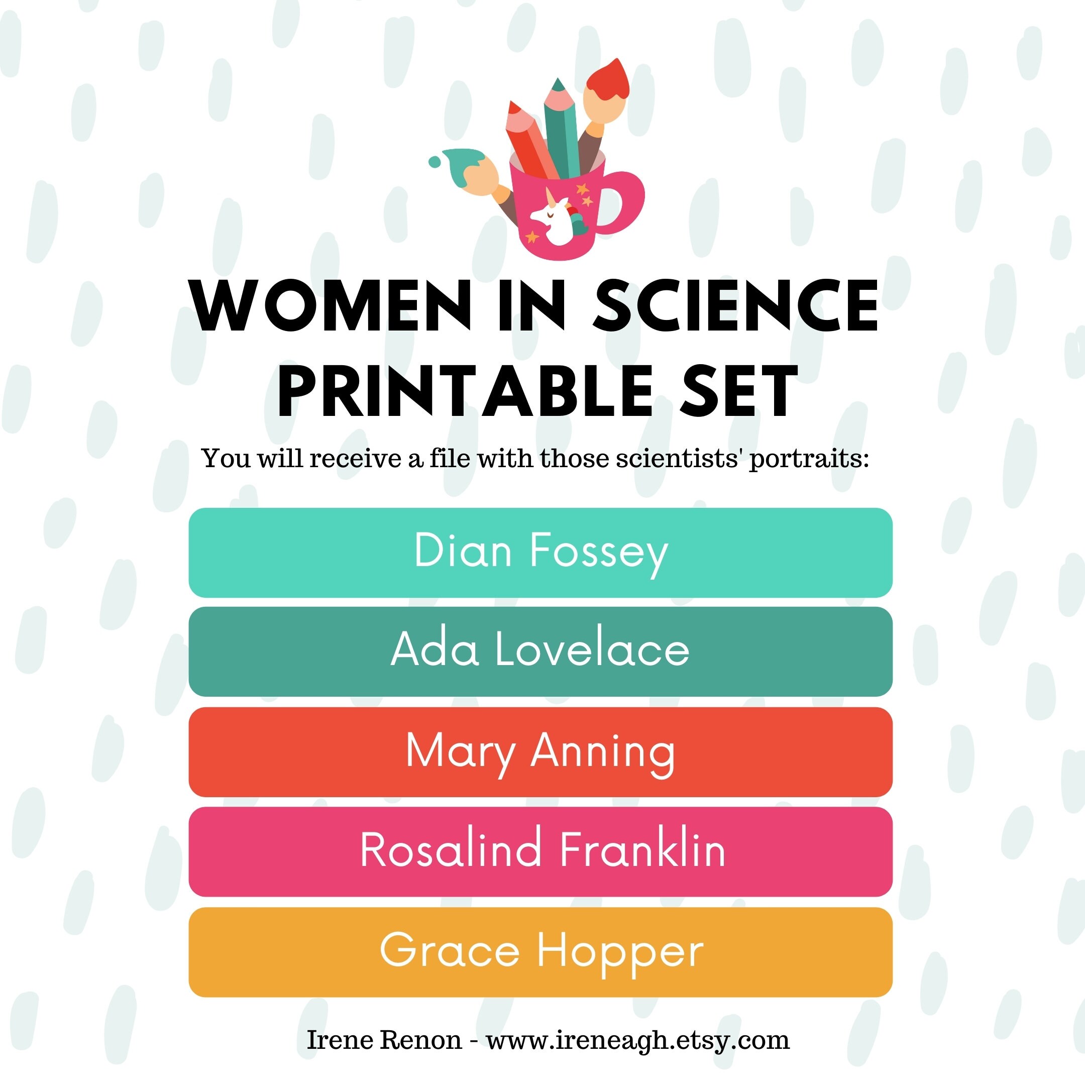 Printable Women in Science Postcards Digital Download Bundle | Etsy