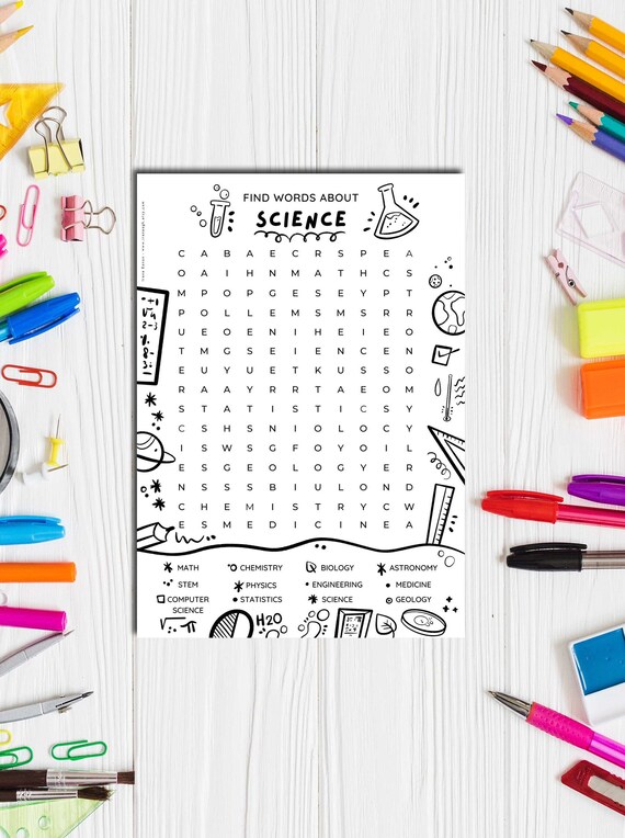 Word Search Printable Science Activities Word Search Word - Etsy