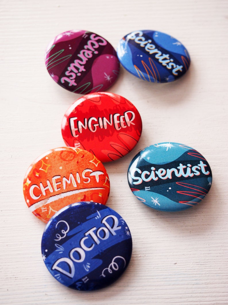 Science Button Pin 5 Science Lab Pin Science Pin Teacher Appreciation Gift Custom Pin Bundle Researcher Present Women in STEM Geeky Gift image 6