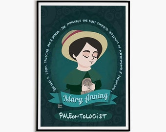 Mary Anning Paleontologist Women in Science Poster Female Scientist Classroom Decor Elementary Women in Stem Fossil Wall Art Inspirational