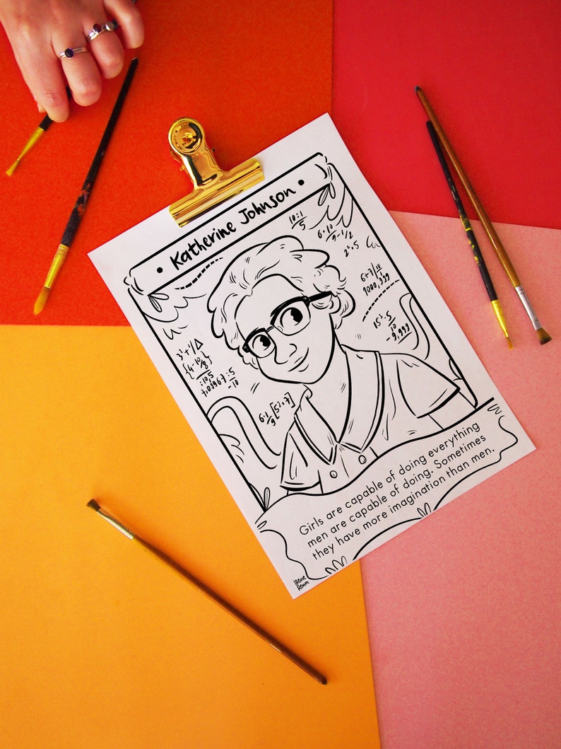 KATHERINE JOHNSON Coloring Page Printable Drawing Digital | Etsy
