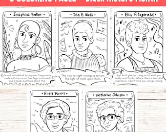Black History Month Coloring Page Black Women Printable Coloring Sheet African American Sheroes History Activity Educational Coloring Page