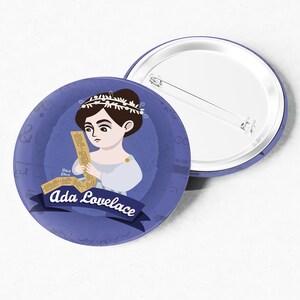 Science Gift Women in STEM Famous Scientist Ada Lovelace Margaret Hamilton Hypatia Gift for Scientist Woman Scientist Pin Button image 5