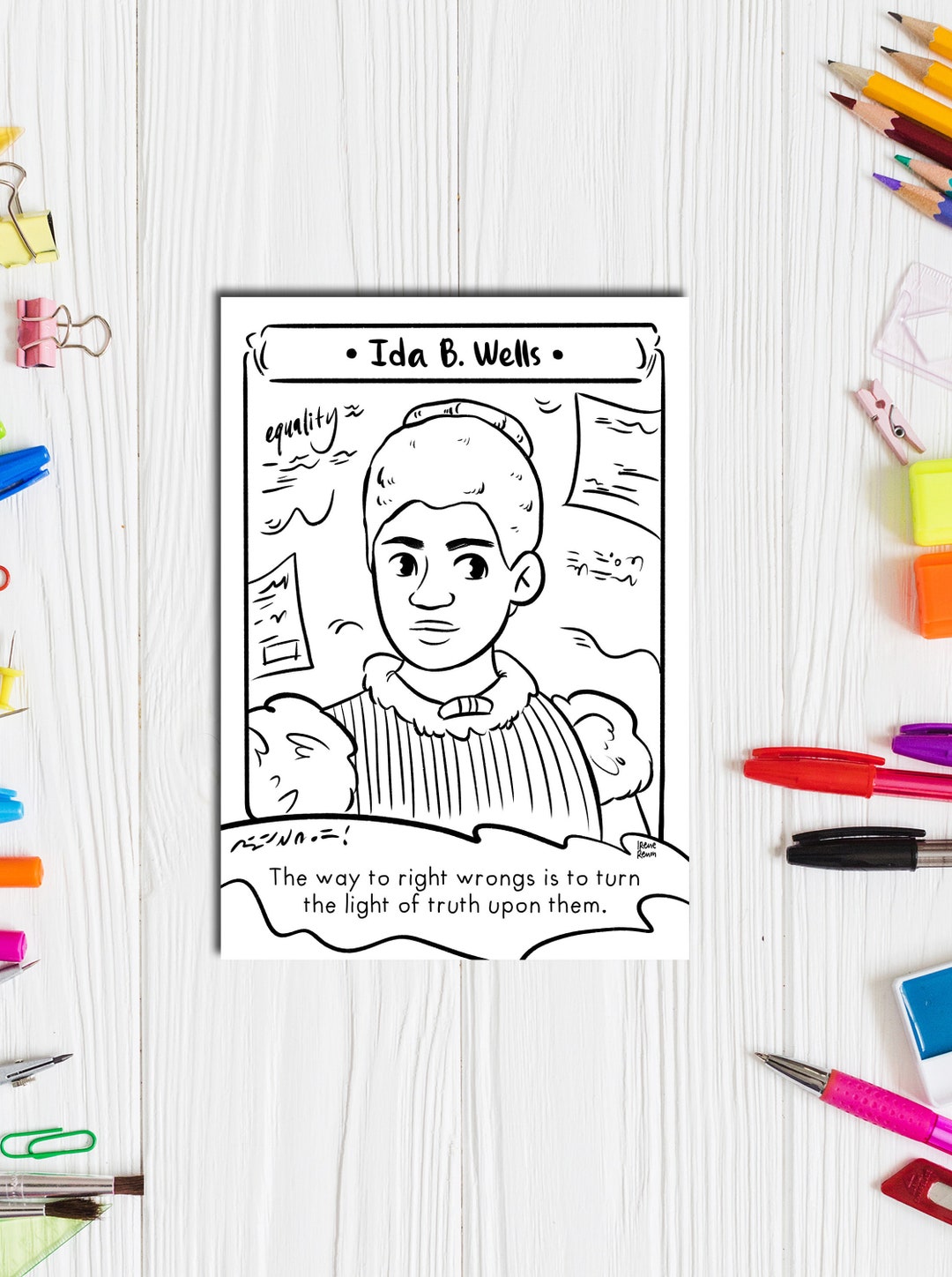 IDA B. WELLS Coloring Page Women in History Printable - Etsy