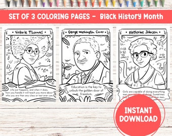 Printable Coloring Page Black Scientist Educational Coloring for Kids Science Coloring Sheet Black History Month Inspiring African American