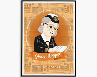 Women in Stem Grace Hopper Science Poster Women in Science  Classroom Poster Inspirational Print Computer Science Poster Classroom Decor