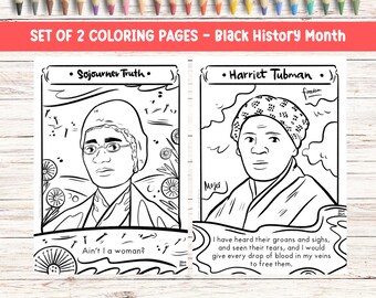 Harriet Tubman Coloring Page Black History Month Sojourner Truth Coloring Sheet Historical Figure Inspirational Women Activity for Children