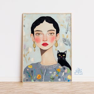 Colorful Female Portrait Art Print: Bold Figurative Illustration