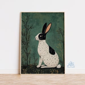 Rabbit Art Print: Woodland Nursery Decor, Cottagecore Bunny Illustration