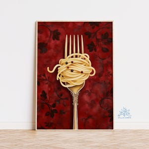 Rustic Pasta Art Print: Italian Kitchen Food Illustration