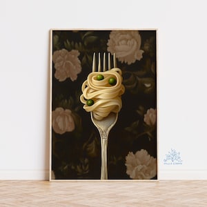 Pasta Art Print: Whimsical Italian Kitchen Food Illustration