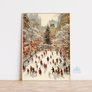 Old Town Christmas Art Print – Vintage Winter City Scene Wall Decor