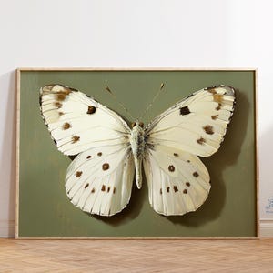White Butterfly Art Print: Victorian Gothic Botanical Illustration
