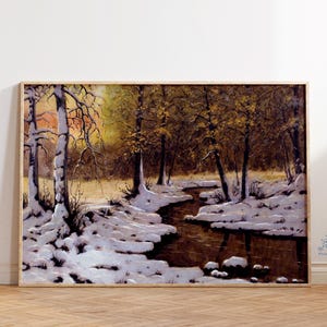 Vintage Winter Pine Forest Art Print: Rustic Cabin Wall Art