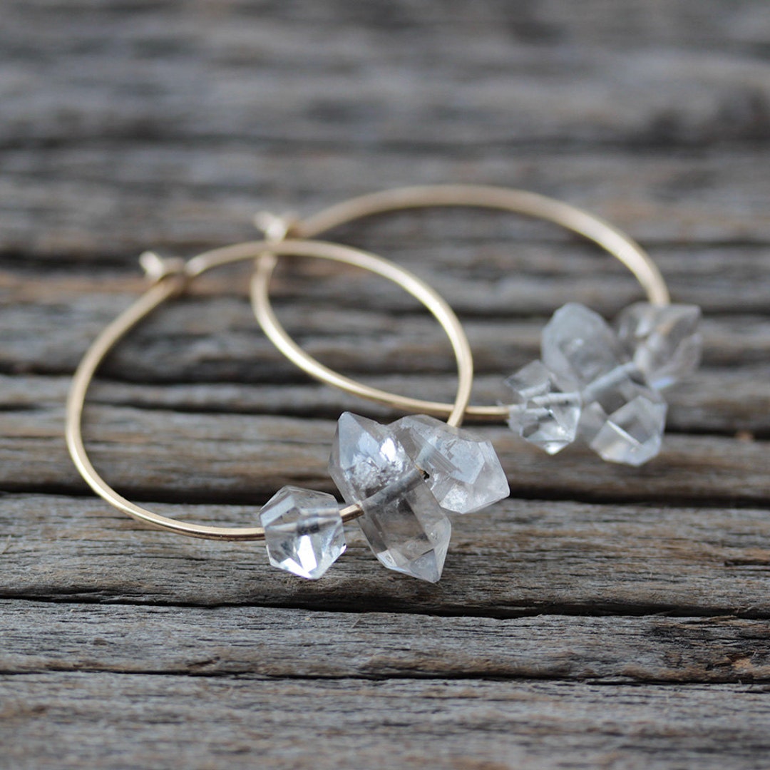 •PIKE HOOP• herkimer + gold earrings