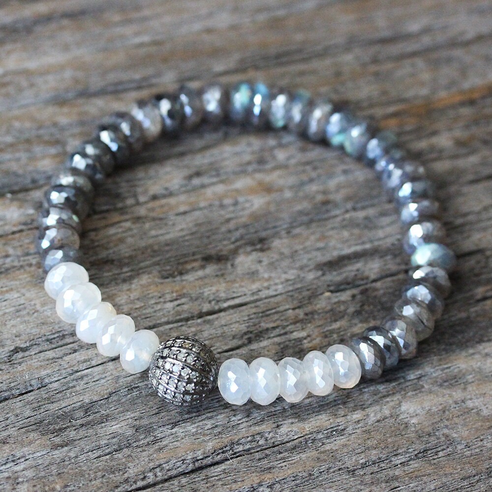 Diamond Pave Turtle Lavender Moonstone Bracelet