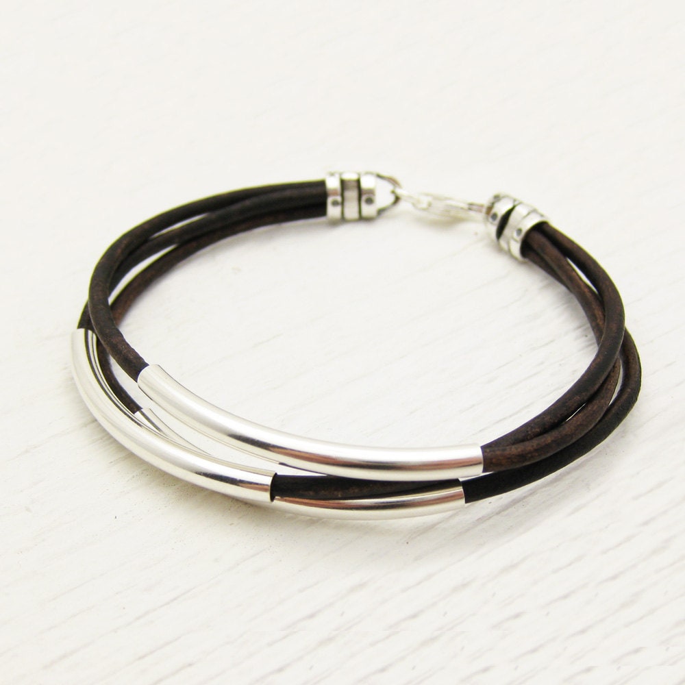 Retro Bracelet woven Leather - Brown with Silver Buckle main image 1