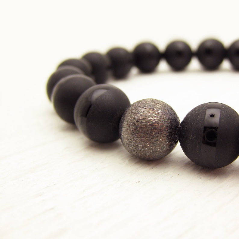 Black Onyx Men's Bracelet in Oxidized Sterling Silver Etsy