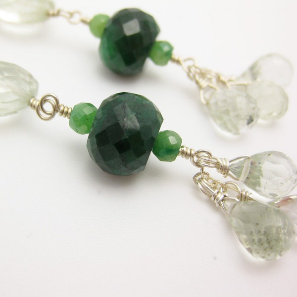 Emerald and Green Amethyst Karen Earrings