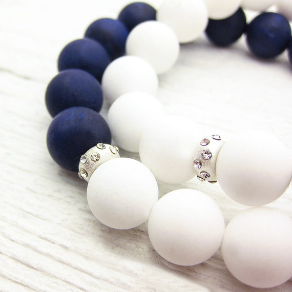 Nautical Jade Bead Bracelet Set with Sterling Silver Etsy