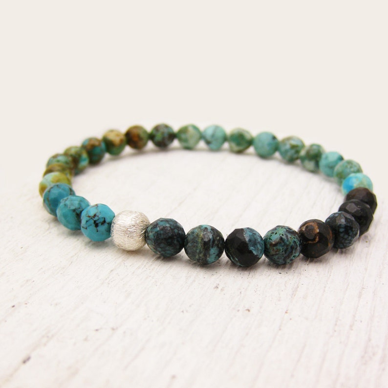 Colorful Natural Turquoise Bead Bracelet / Raw Untreated Turquoise Sterling Silver / spring wedding bohemian tribal native american blue image 3