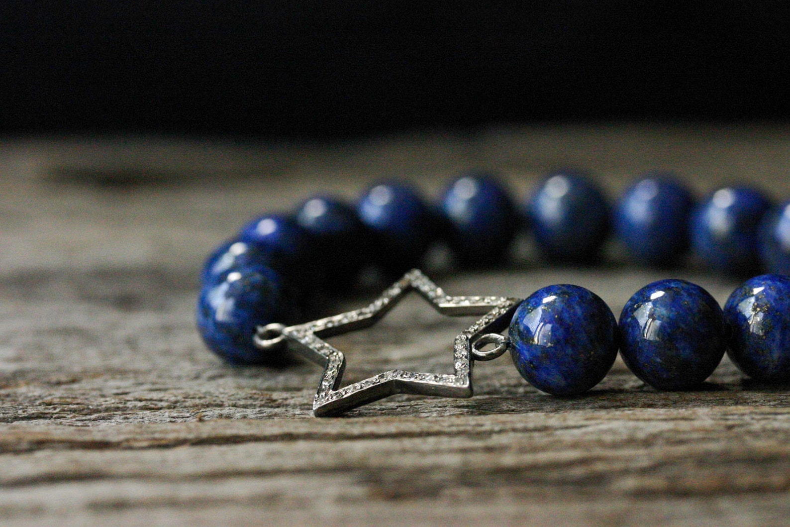 Diamond Star Lapis Lazuli Bracelet / Deep Indigo Blue Gold Etsy