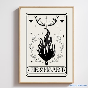 TOG-FIREHEART-print-Digital download-Throne of Glass-Fantasy Book-bookish gift- book lover-SJM-home decor-Wall art-Aelin Galathynius