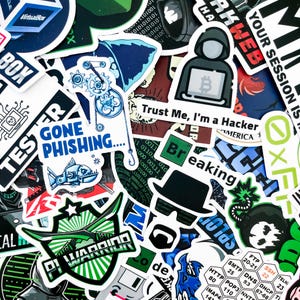 100 pegatinas de ciberseguridad al azar, pegatinas de piratería ética, pegatinas tecnológicas impermeables, pegatinas de programador, pegatinas de piratería para portátiles