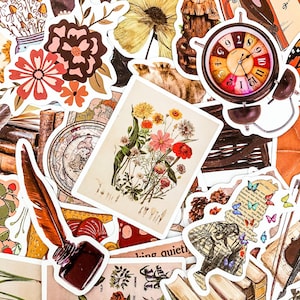 100 adesivi Cottagecore casuali, adesivi estetici vintage, adesivi naturalistici, adesivi floreali, adesivi per diario, adesivi impermeabili