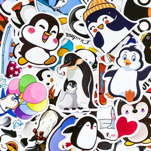 100 lindas pegatinas de pingüinos, pegatinas con temática de invierno, pegatinas impermeables para diarios, divertidas pegatinas de pingüinos para portátiles y álbumes de recortes