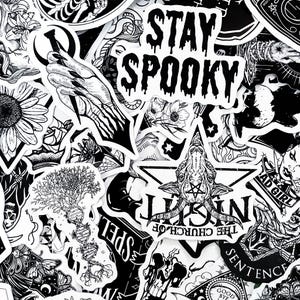 100 Random Gothic Stickers, Black and White Witchy Stickers, Gothic Skull Stickers, Journal Stickers, Waterproof Laptop Stickers