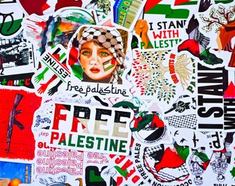50 PCS Random Palestine Stickers, Free Palestine Sticker, Palestine Support Stickers Pack for Kindle Laptop Bottle, Palestine Stickers Set