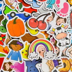100 Random Cute Stickers, Colorful Fun Sticker Pack, Kids Animal Stickers, Vinyl Waterproof Stickers, Playful Cartoon Stickers for Laptops
