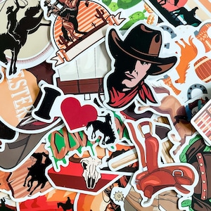 100 zufällige Cowboy-Aufkleber, Wild-West-Aufkleber, wasserdichte Pferdeaufkleber, Aufkleber für westliche Kultur, rustikale Abenteuer-Aufkleber